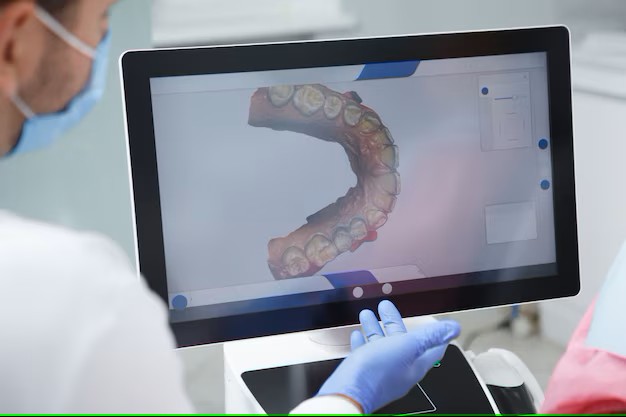 consulta com dentista e escaneamento